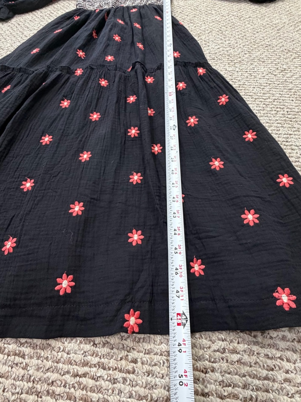 Free People Dahlia Embroidered Maxi Dress S /M Tiered Smocked Black Combo Boho - Picture 15 of 15